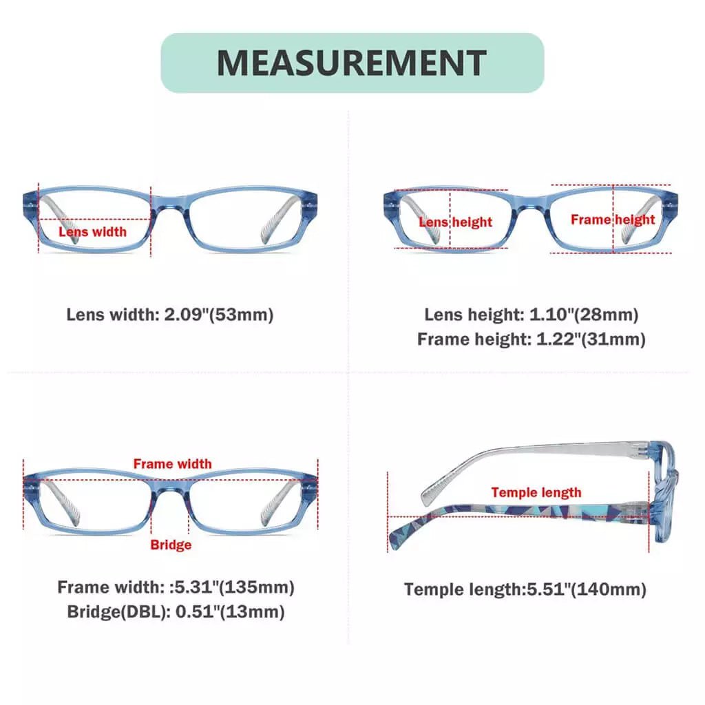 5 Pack Patterned Temples Metalless Screwless Reading Glasses NRT1803eyekeeper.com