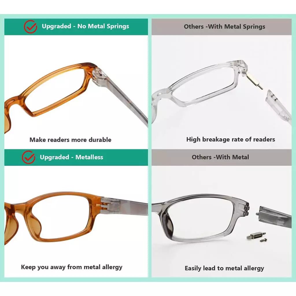 5 Pack Patterned Temples Metalless Screwless Reading Glasses NRT1803eyekeeper.com