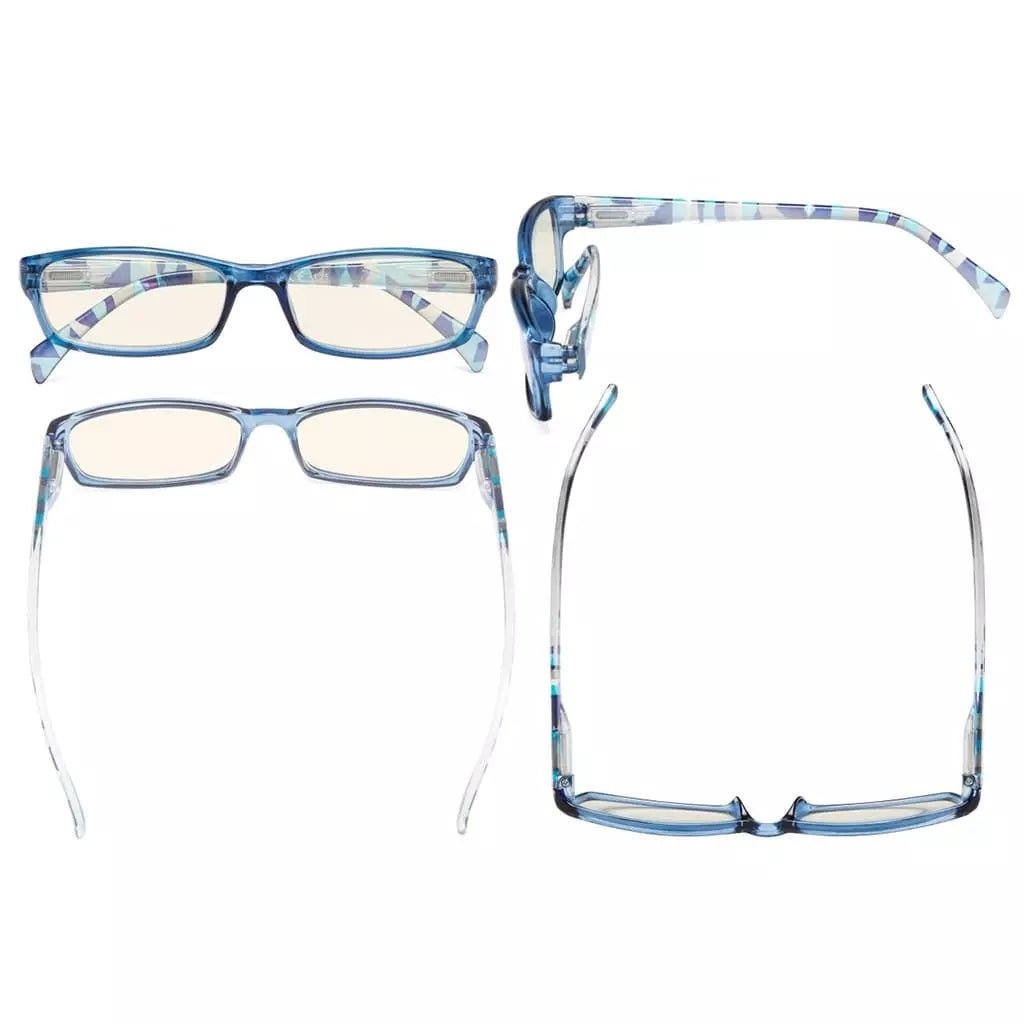 5 Pack Rectangle Blue Light Filter Reading Glasses UVRT1803eyekeeper.com