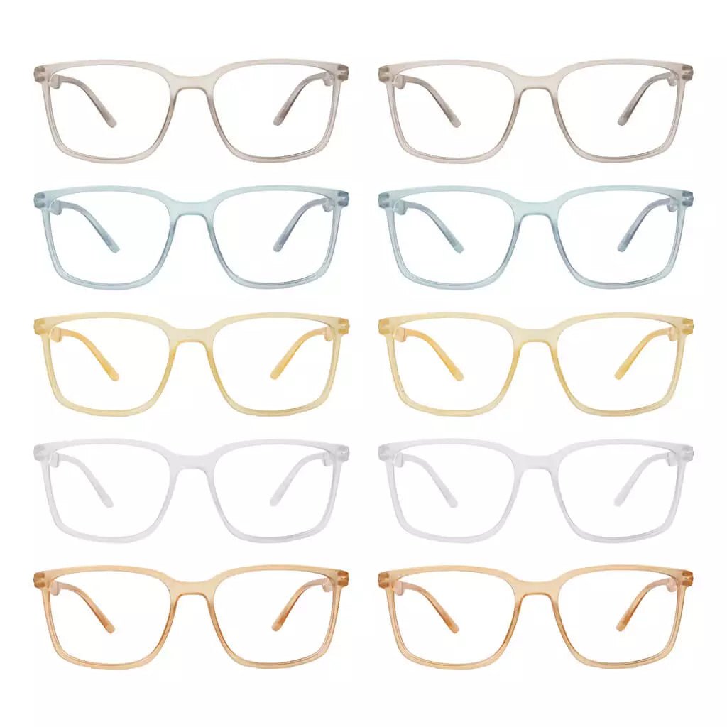 10 Pack Chic Rectangle Reading Glasses Stylish Readers R151eyekeeper.com