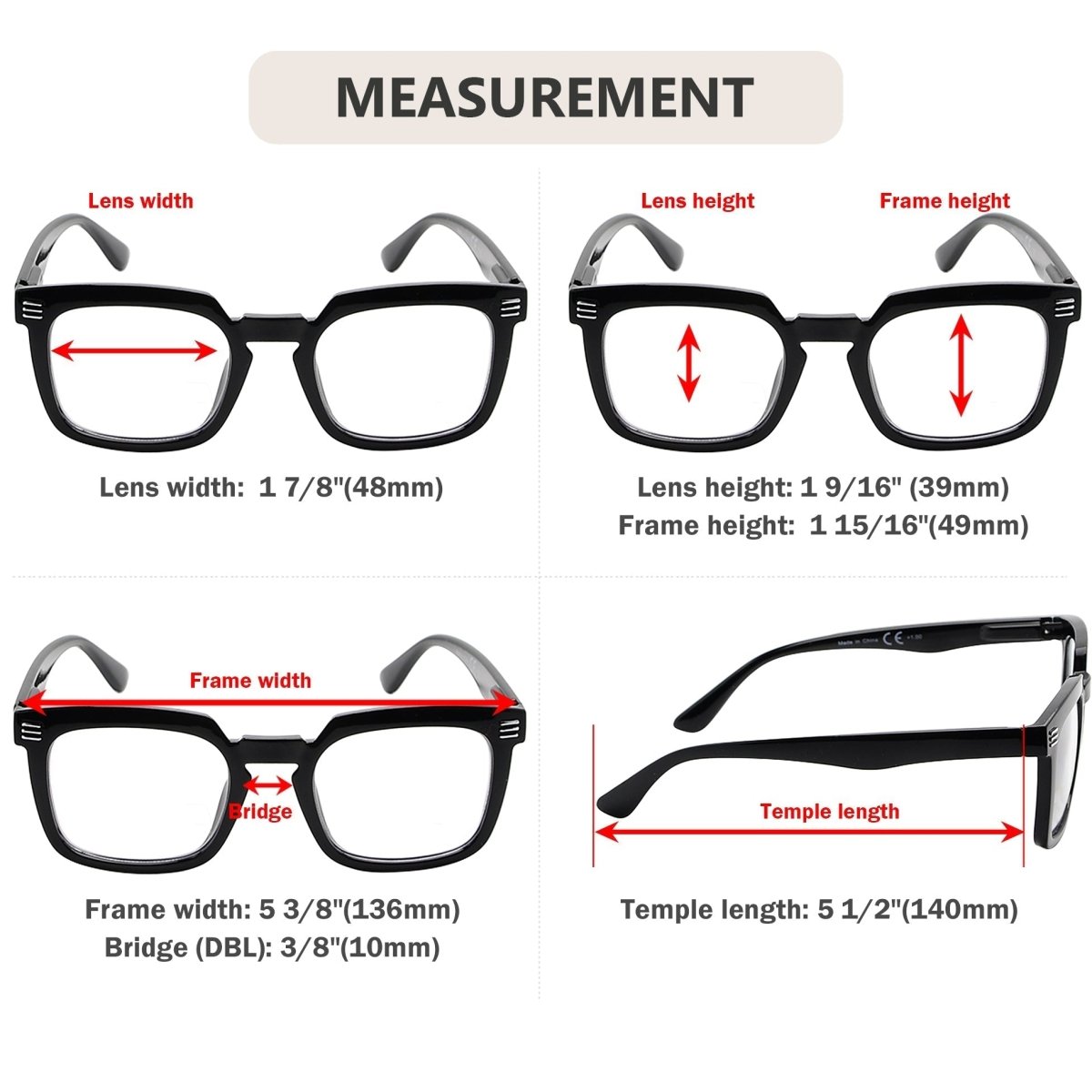 10 Pack Comfort Modern Square Reading Glasses R2104eyekeeper.com