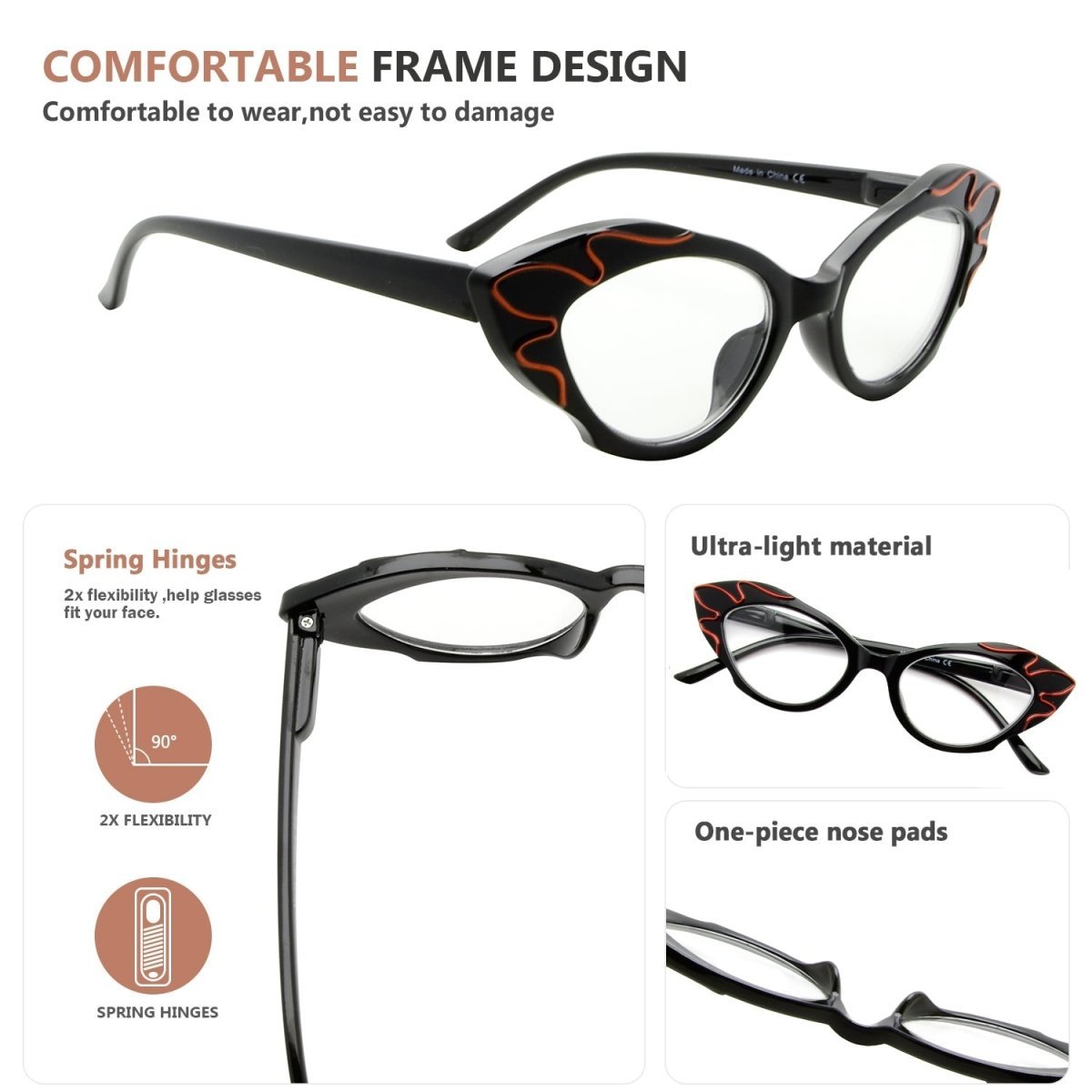 10 Pack Fashion Cat - eye Reading Glasses Small Lens Readers R2116eyekeeper.com