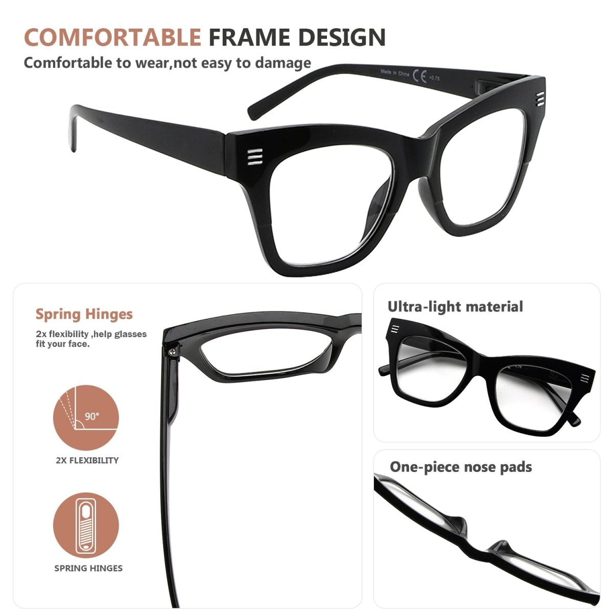 10 Pack Fashionable Cat - eye Reading Glasses R2111eyekeeper.com