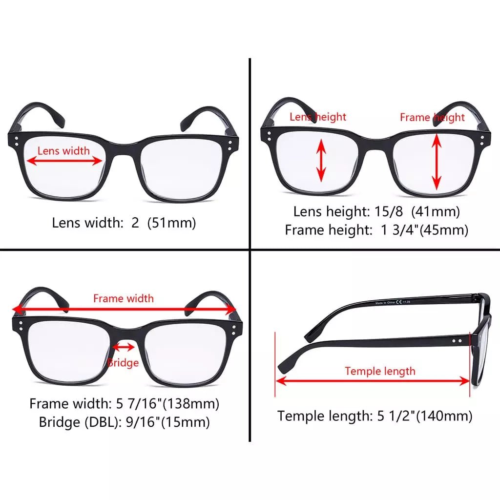 10 Pack Large Reading Glasses Square Readers RT1804eyekeeper.com