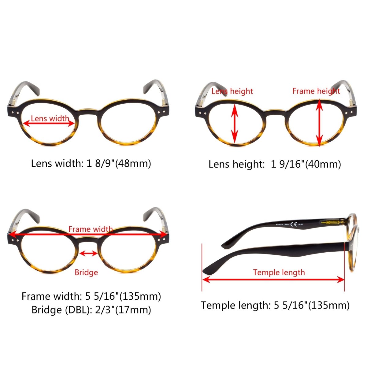 10 Pack Retro Round Reading Glasses Include Sunglasses R070eyekeeper.com