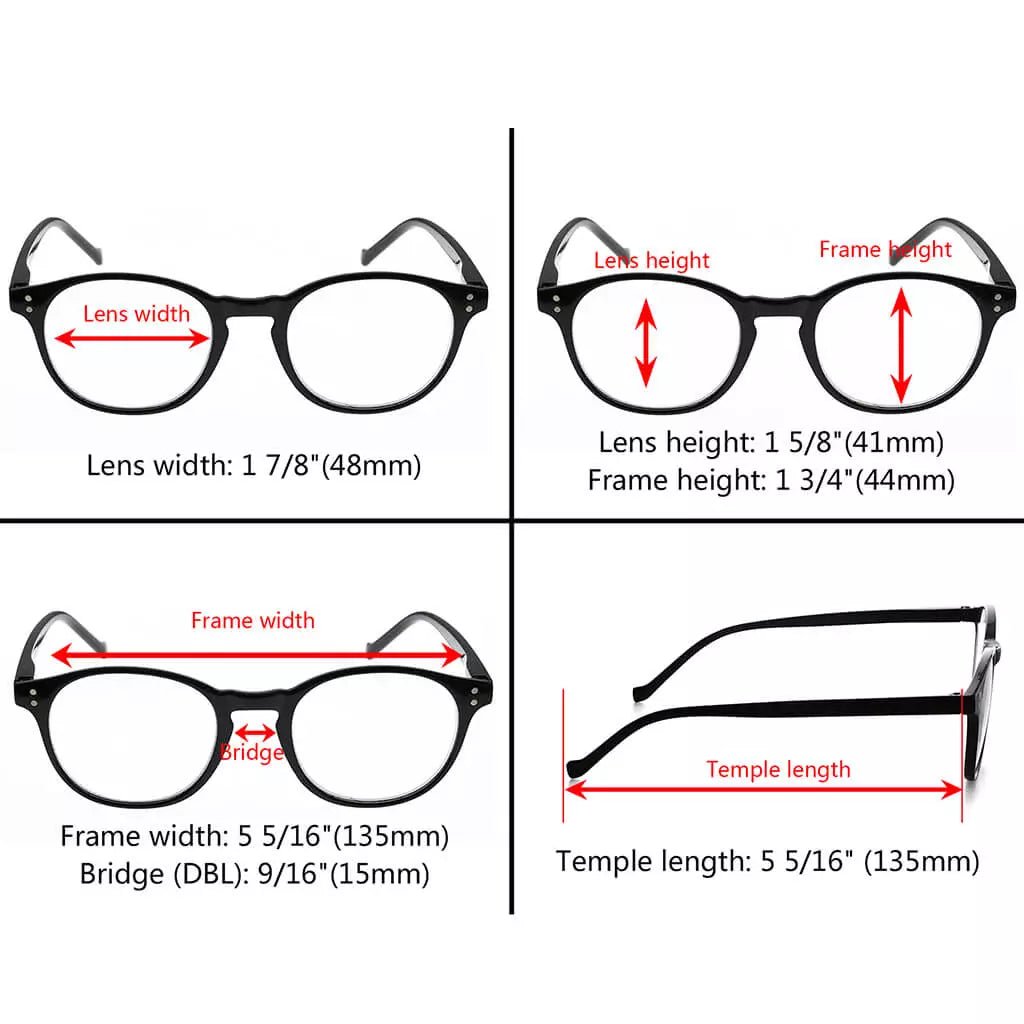 10 Pack Round Reading Glasses Fashion Eyeglasses R9115Aeyekeeper.com