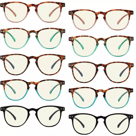 10 Pack Round Vintage Blue Light Filter Reading Glasses UVR060eyekeeper.com