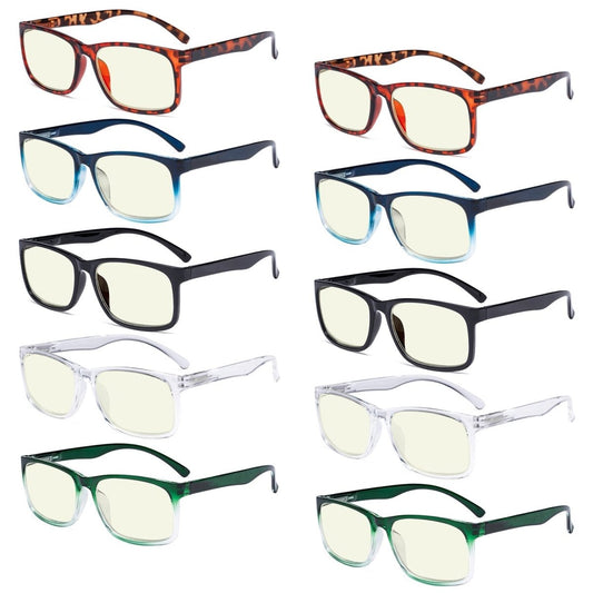 10 Pack Stylish Rectangle Blue Light Filter Reading Glasses UVRT1805eyekeeper.com