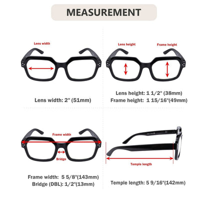 10 Pack Stylish Square Reading Glasses Spring Hinge Readers R2130eyekeeper.com