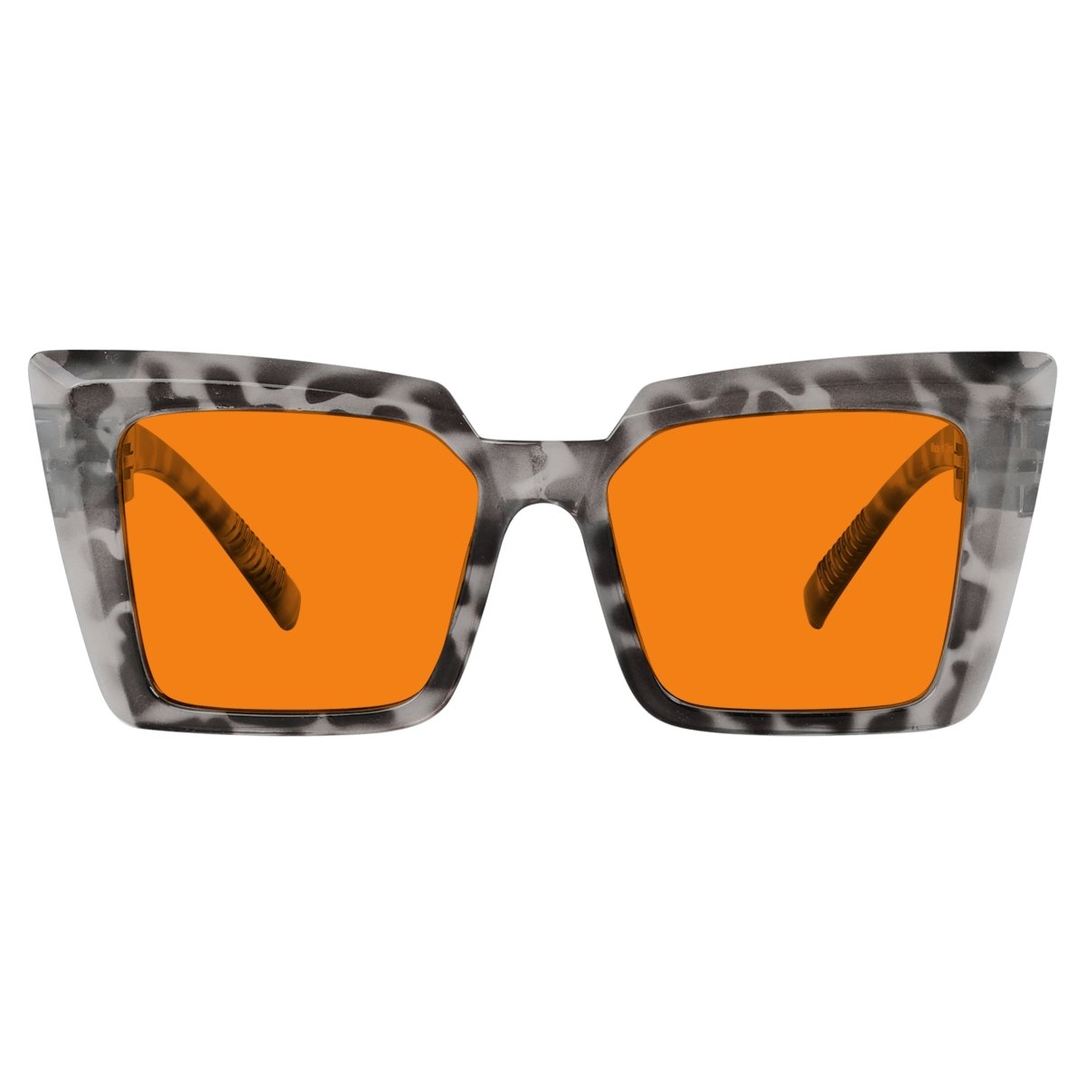 100% Blue Blocking Glasses Oversize Orange Lens Cat - eye Metalless Screwless Eyewear NR2141 - B98eyekeeper.com