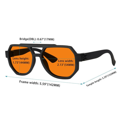 100% Blue Light Blocking Orange Metalless Pilot Glasses R2309 - B98eyekeeper.com