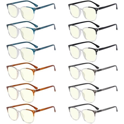12 Pack Chic Oval Blue Light Filter Reading Glasses UVR9001Ceyekeeper.com