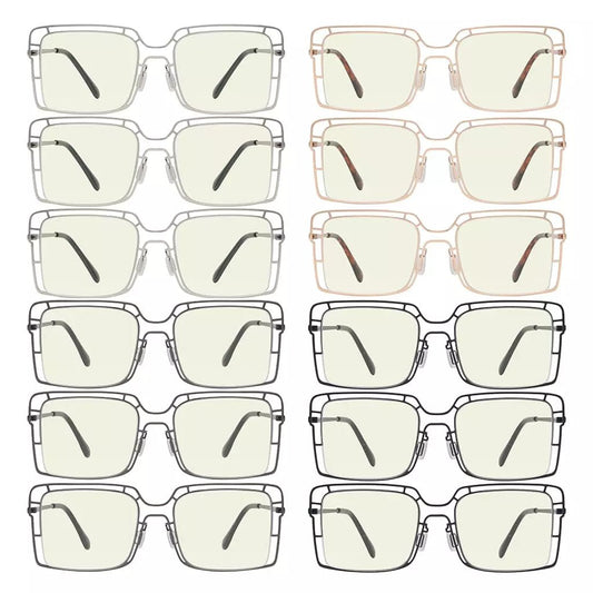 12 Pack Metal Hollow Frame Blue Light Blocking Reading Glasses UV2301eyekeeper.com