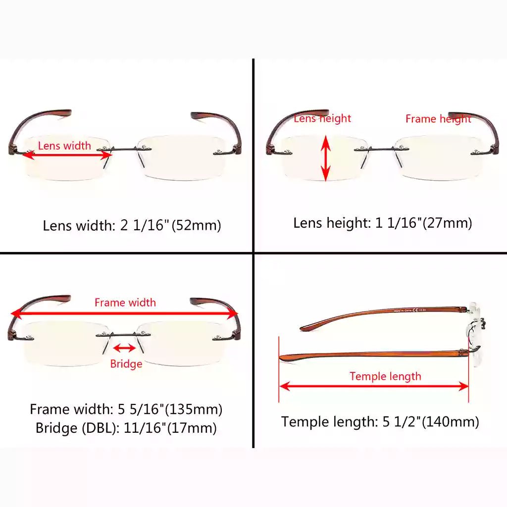 12 Pack Rimless Blue Light Filter Reading Glasses UVCG1eyekeeper.com