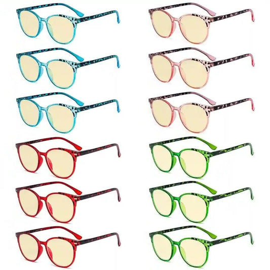 12 Pack Round Oversized Blue Light Blocking Reading Glasses TM9002Deyekeeper.com