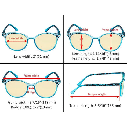 12 Pack Round Oversized Blue Light Blocking Reading Glasses TM9002Deyekeeper.com