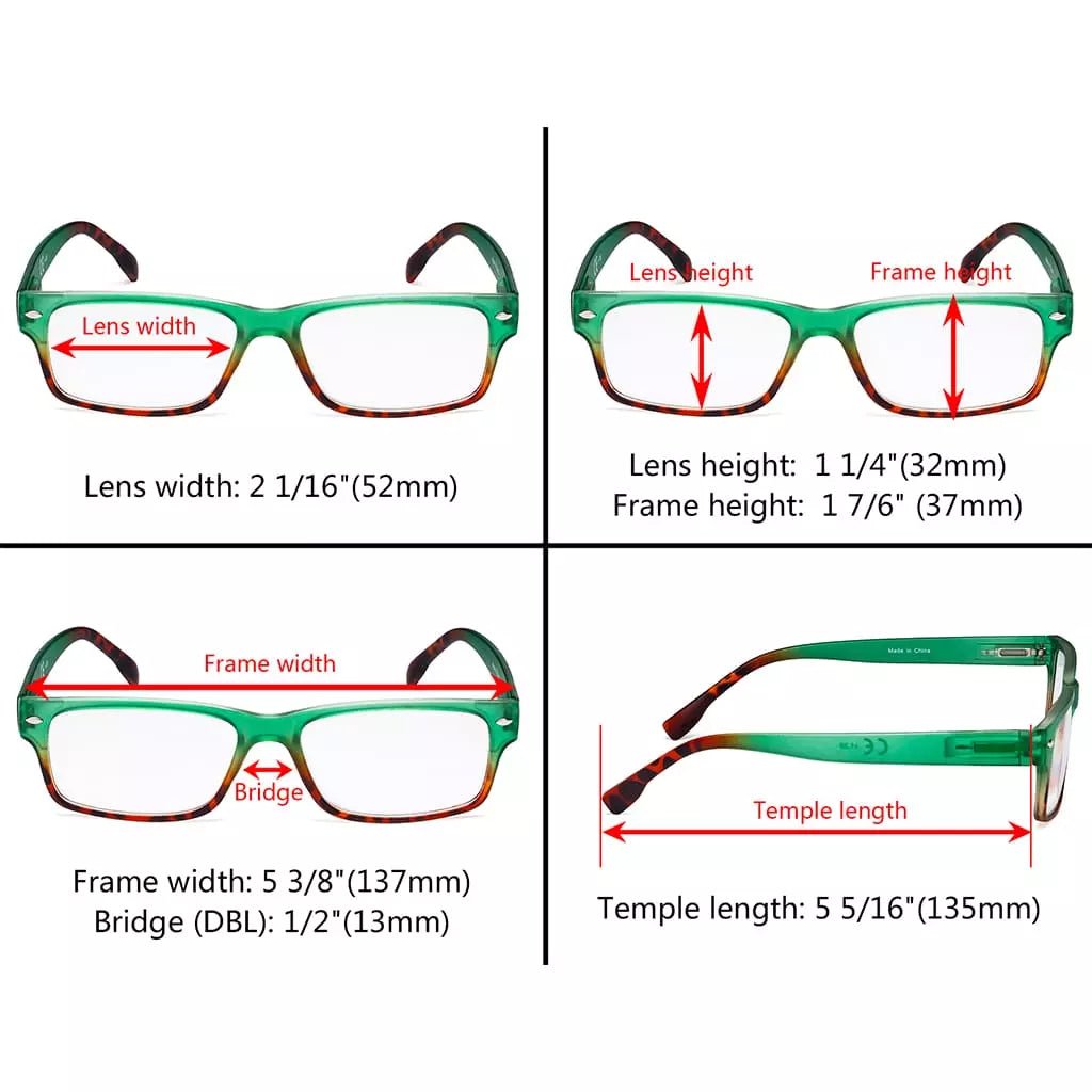 12 Pack Stylish Rectangle Reading Glasses Ladies Readers R108Deyekeeper.com