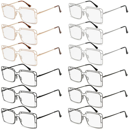 12 Pack Thin Metal Hollow Frame Reading Glasses R2301eyekeeper.com