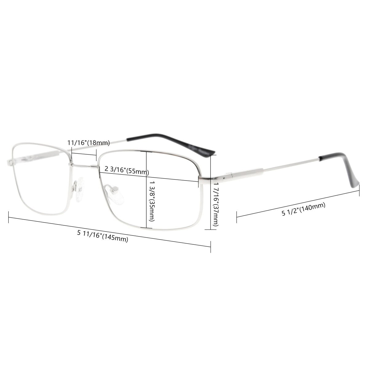 3 Pack Rectangle Reading Glasses Metal Readers R1701eyekeeper.com