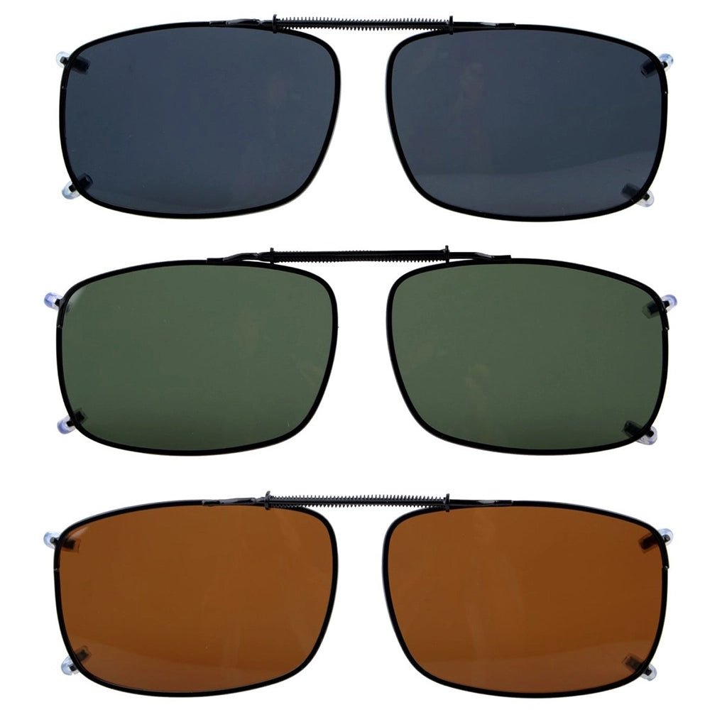 3 Pack Wide Lens Clip on Polarized Sunglasses C60(58MMx38MM)eyekeeper.com