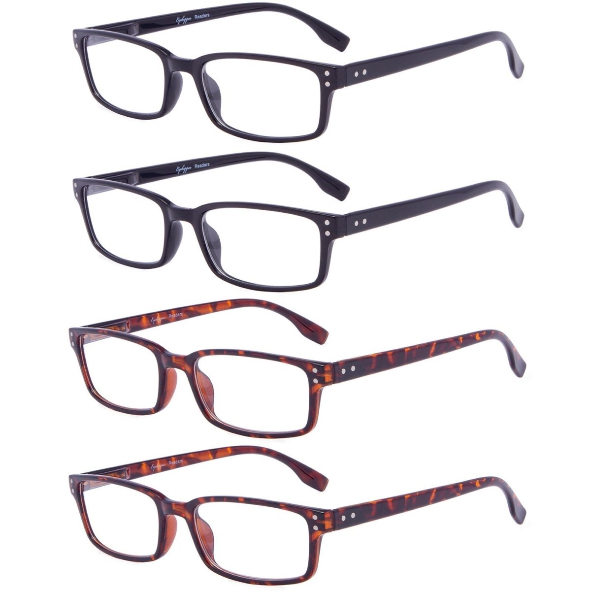 4 Pack Classical Rectangular Reading Glasses Comfort Readers R097 - Aeyekeeper.com