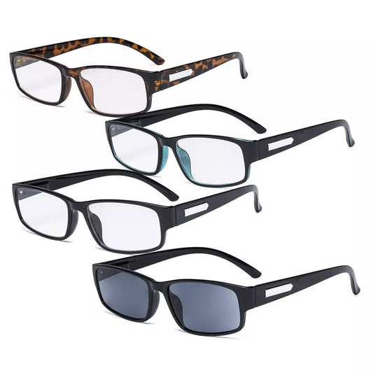4 Pack Comfort Rectangle Reading Glasses Include Sunglasses R9103eyekeeper.com