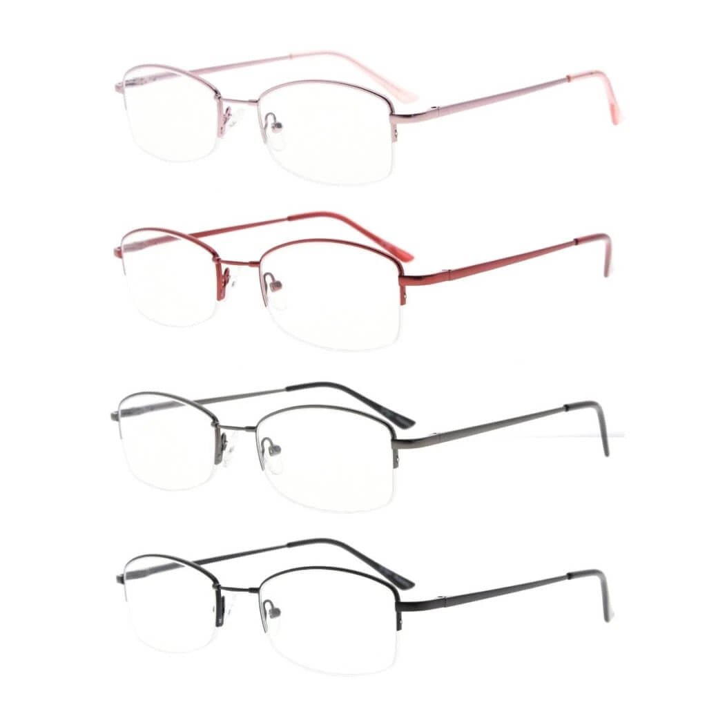 4 Pack Rectangle Half Rim Reading Glasses Chic Readers R1711eyekeeper.com