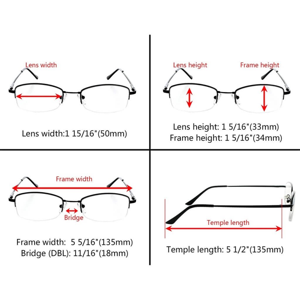 4 Pack Rectangle Half Rim Reading Glasses Chic Readers R1711eyekeeper.com