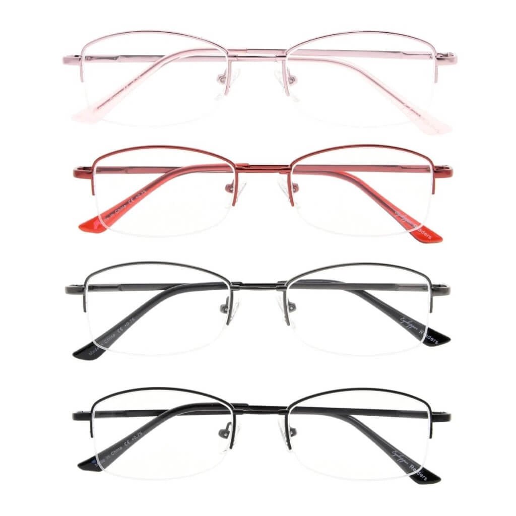 4 Pack Rectangle Half Rim Reading Glasses Chic Readers R1711eyekeeper.com