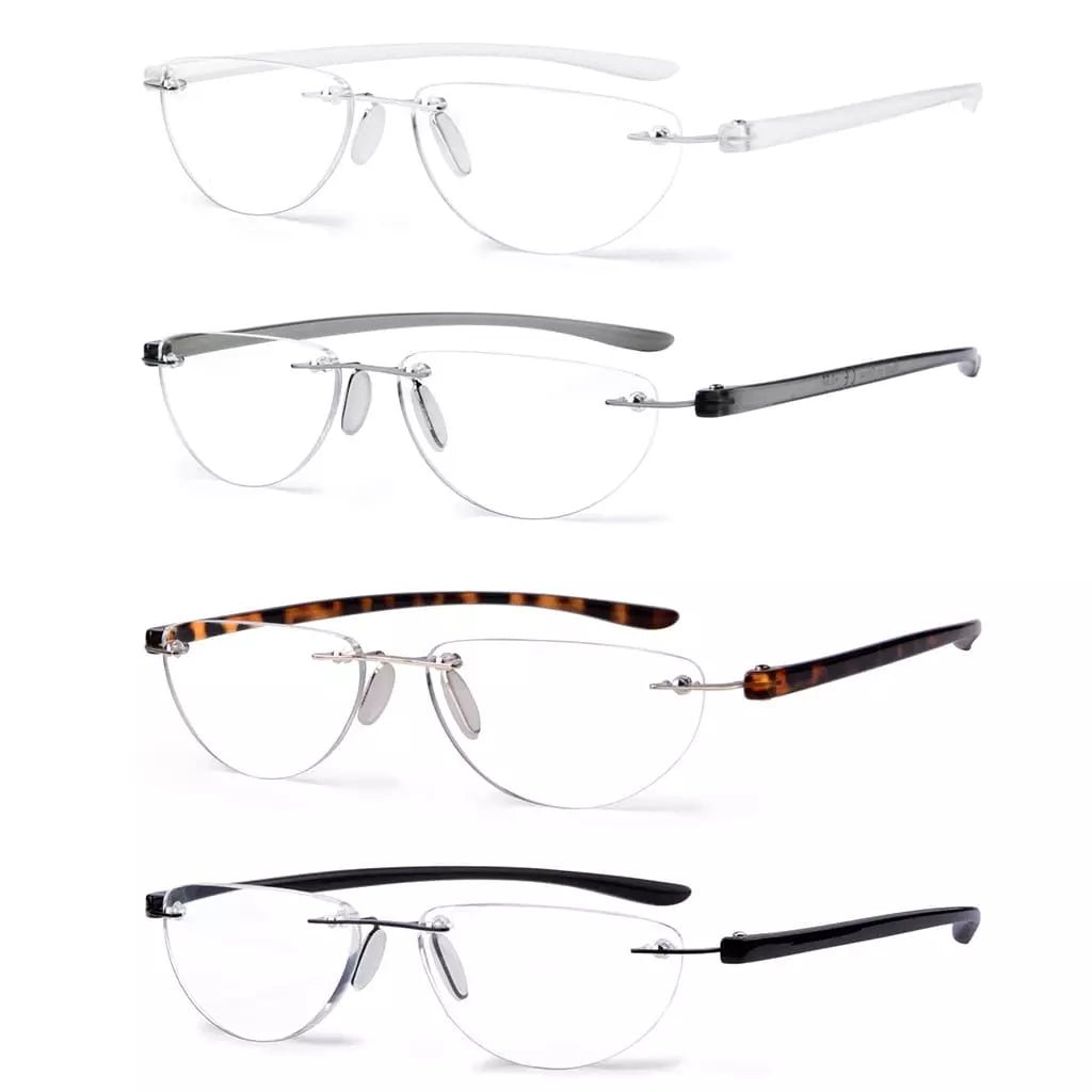4 Pack Rimless Reading Glasses Half Moon Readers R2202eyekeeper.com