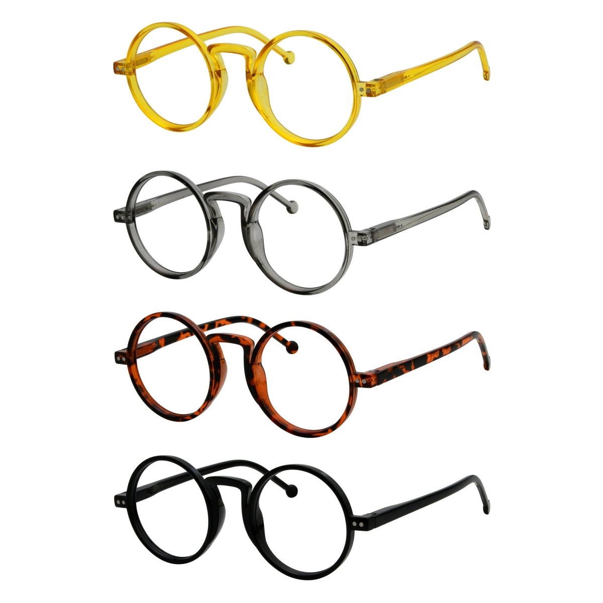 4 Pack Vintage Runde Lesebrille Retro Leser R2140