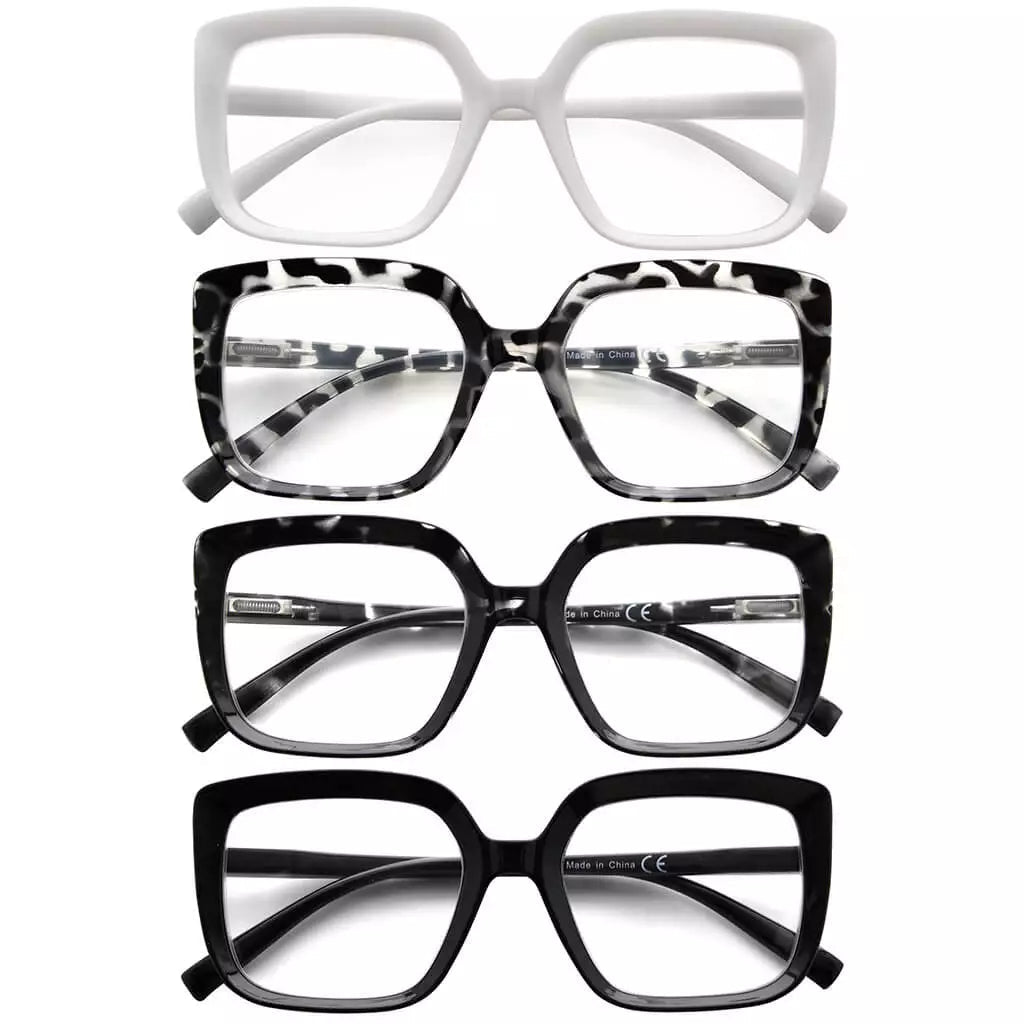 4 Pack Simple Elegant Reading Glasses Marble Square Readers R2014eyekeeper.com