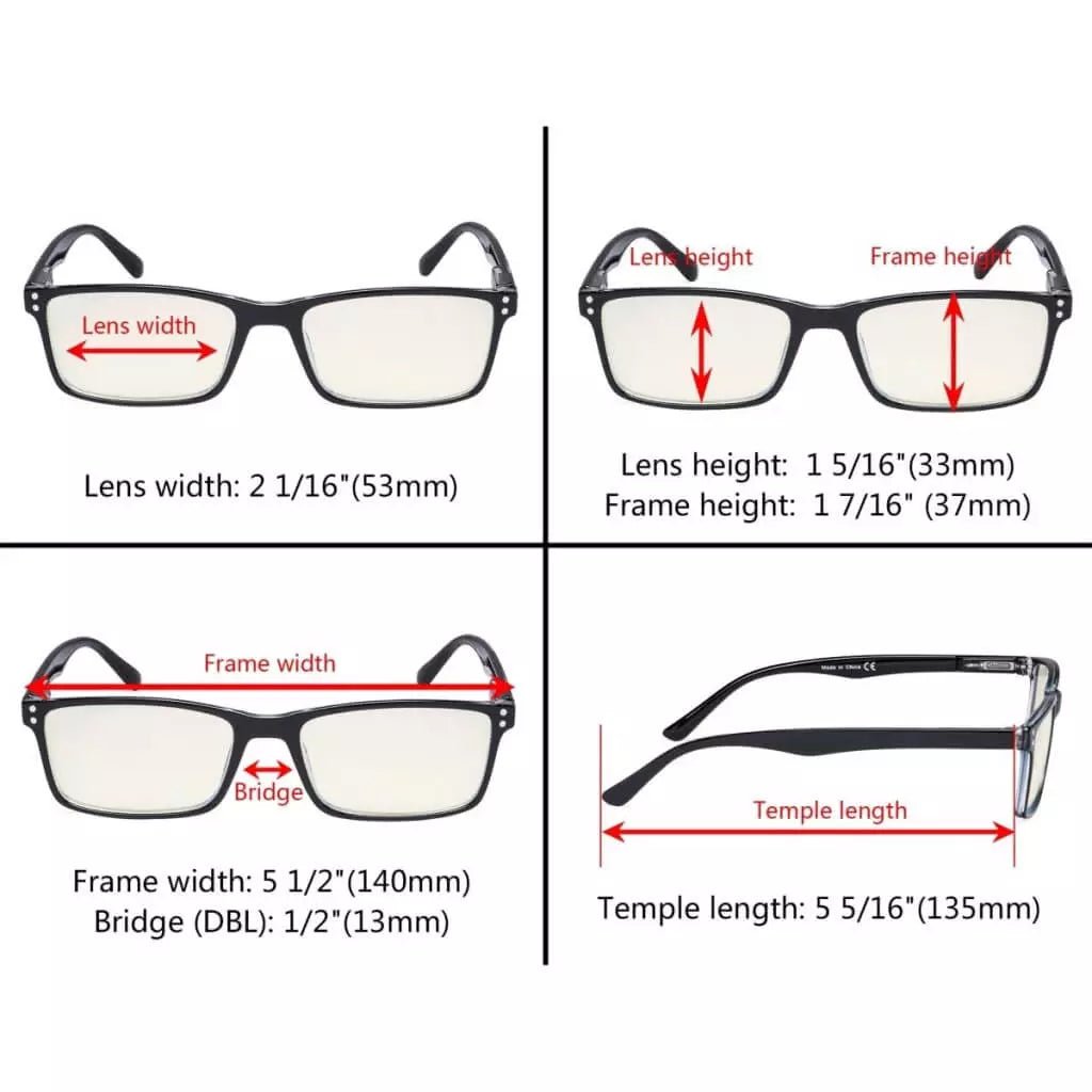 5 Pack Blue Light Filter Reading Glasses UVR802eyekeeper.com