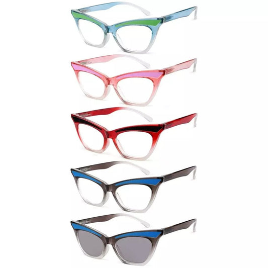 5 Pack Cat - eye Reading Glasses Cute Readers R2132eyekeeper.com