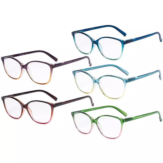 5 Pack Cat - eye Two - tone Reading Glasses Stylish Readers RFH2 - Aeyekeeper.com