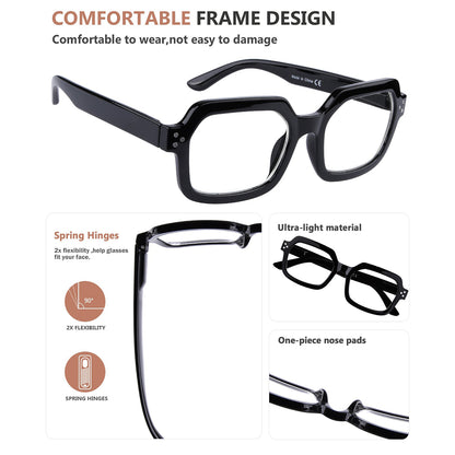 5 Pack Chic Large Frame Square Reading Glasses R2130