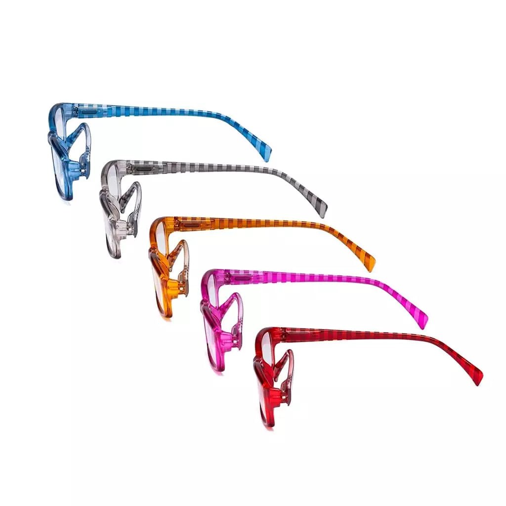 5 Pack Rectangle Reading Glasses with Stripe Arms RT1803Seyekeeper.com