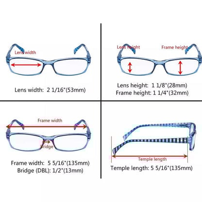 5 Pack Rectangle Reading Glasses with Stripe Arms RT1803Seyekeeper.com