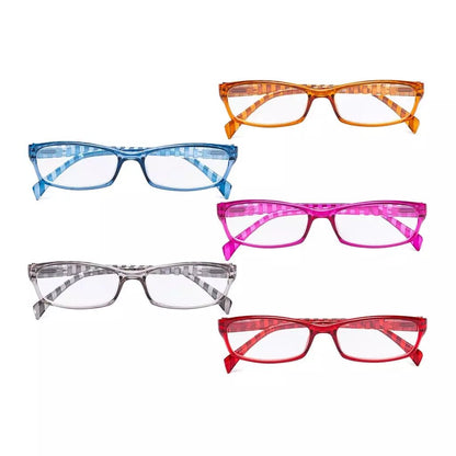 5 Pack Rectangle Reading Glasses with Stripe Arms RT1803Seyekeeper.com