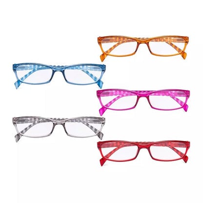 5 Pack Rectangle Reading Glasses with Stripe Arms RT1803Seyekeeper.com