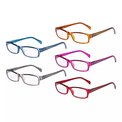5 Pack Rectangle Reading Glasses with Stripe Arms RT1803Seyekeeper.com
