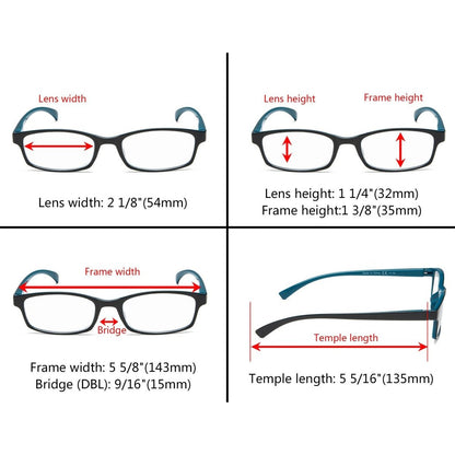 5 Pack Rectangle Stylish Reading Glasses R177eyekeeper.com