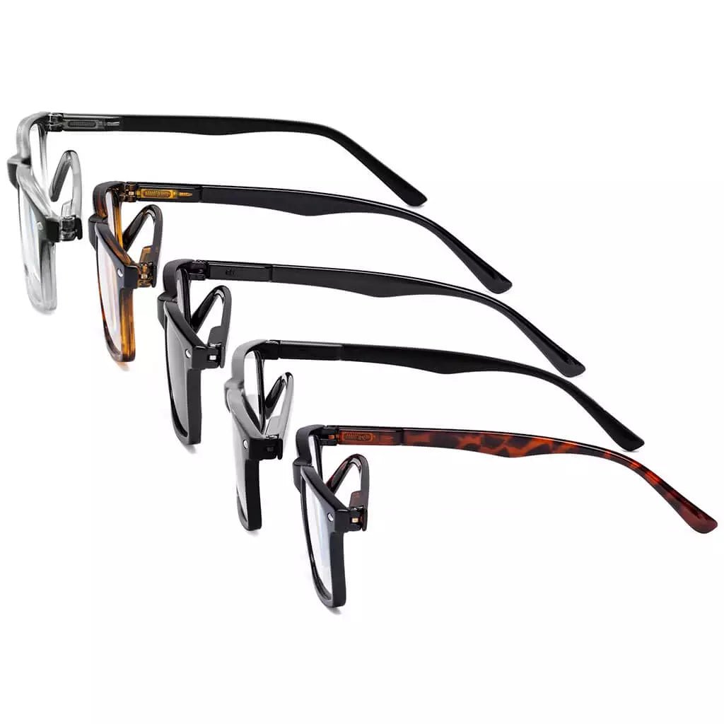 5 Pack Retro square Reading Glasses Include Sunshine Glasses R899Xeyekeeper.com