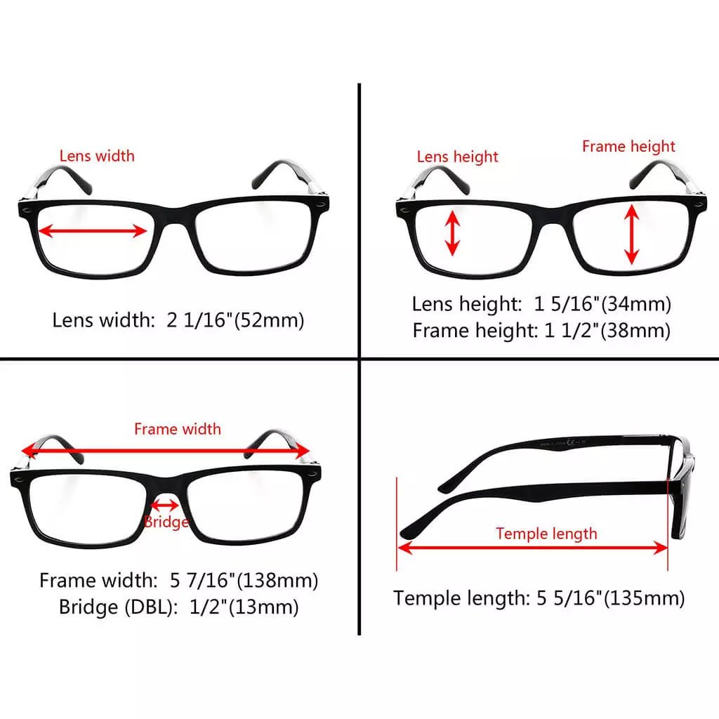 5 Pack Retro square Reading Glasses Include Sunshine Glasses R899Xeyekeeper.com
