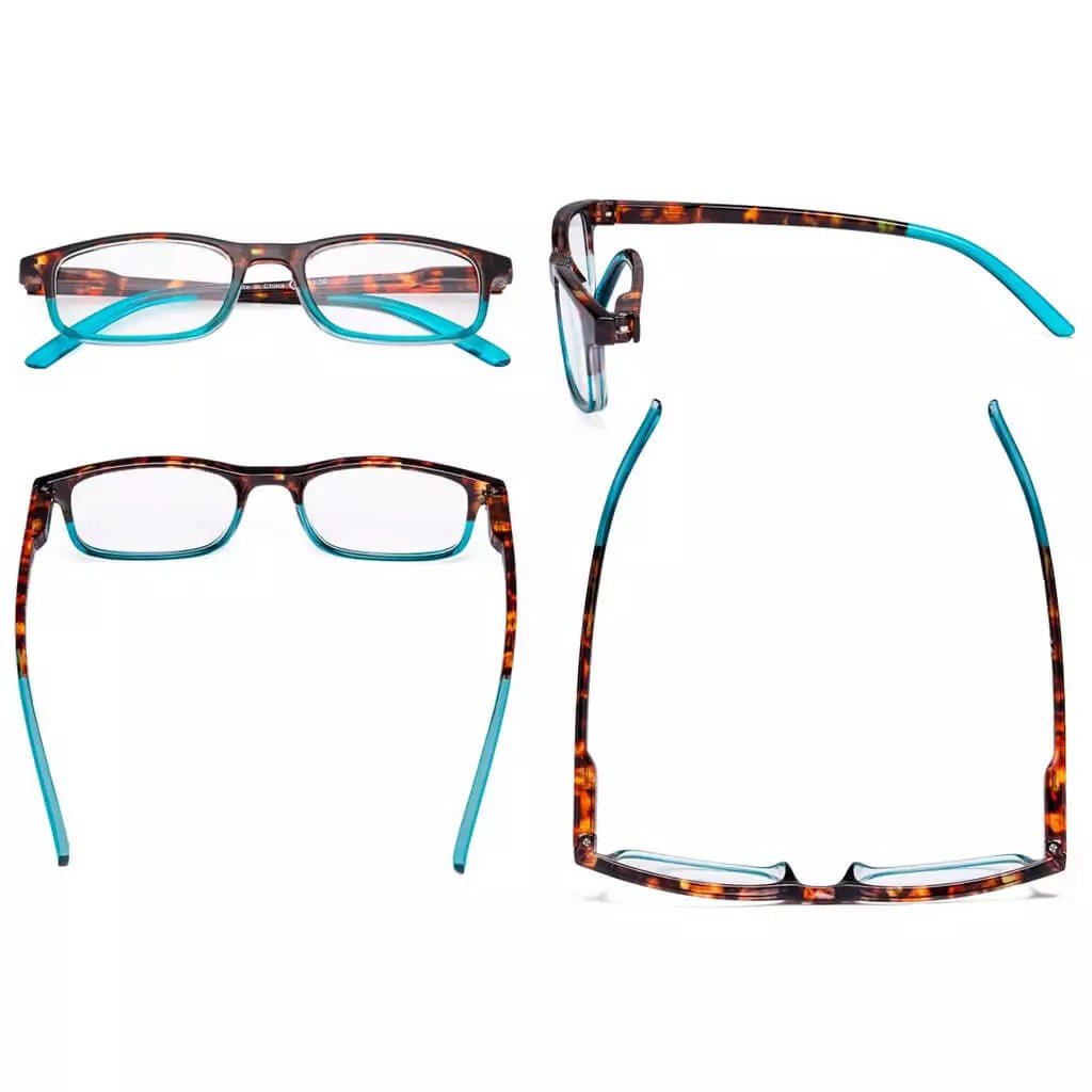 5 Pack Stylish Look Reading Glasses Rectangle Readers R111Deyekeeper.com