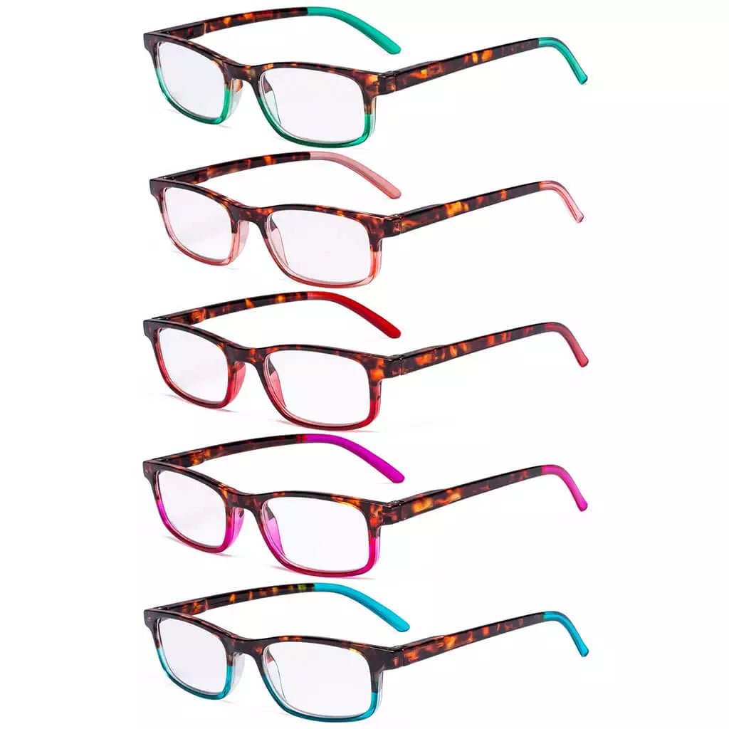 5 Pack Stylish Look Reading Glasses Rectangle Readers R111Deyekeeper.com