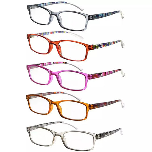 5 Pack Stylish Pattern Design Reading Glasses Comfortable Readers R177Neyekeeper.com
