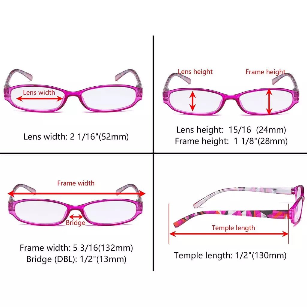 5 Pack Stylish Reading Glasses with Pattern Arms Readers R9104Geyekeeper.com
