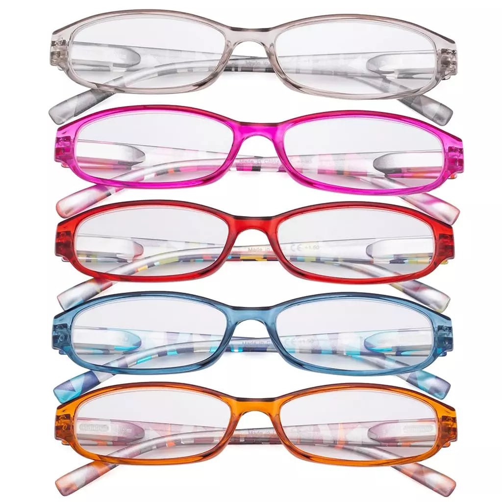 5 Pack Stylish Reading Glasses with Pattern Arms Readers R9104Geyekeeper.com