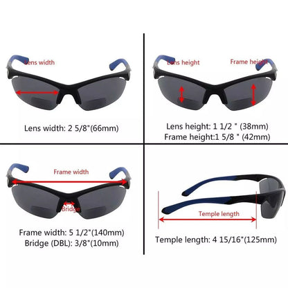 5 Pack TR90 Half Rim Sports Bifocal Sunglasses Sunshine Readers SG902eyekeeper.com